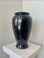 Vase en céramique noir, décor faisan et fleurs - 30 cm